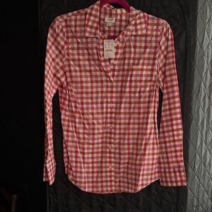 J. Crew Red and White Plaid Shirt